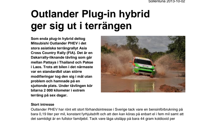 Outlander Plug-in hybrid ger sig ut i terrängen