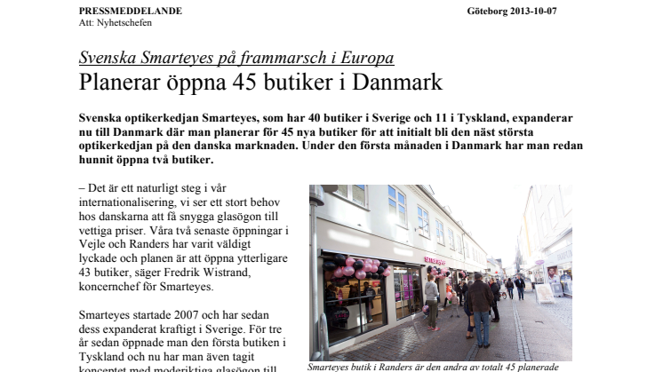 Svenska Smarteyes på frammarsch i Europa – planerar öppna 45 butiker i Danmark