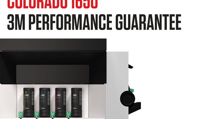Colorado 1650 og dens UVgel 460 ink får 3M Performance Guarantee