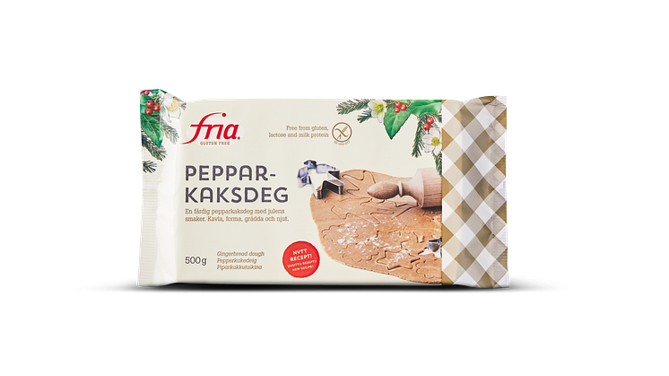 Fria Pepperkakedeig er fri for gluten, laktose og melkeprotein og er på vei til en butikk nær deg
