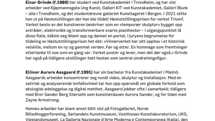 Biografier - kunstnerne til Eckbos Legat Jubileumsutstilling på Vigelandmuseet i 2023