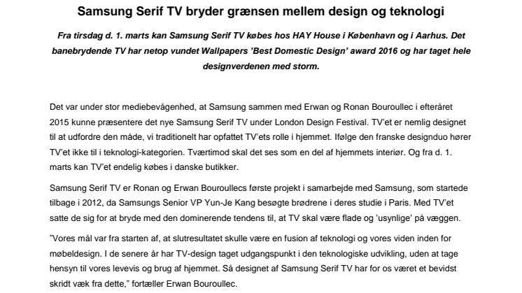 Samsungs Serif TV bryder grænsen mellem design og teknologi