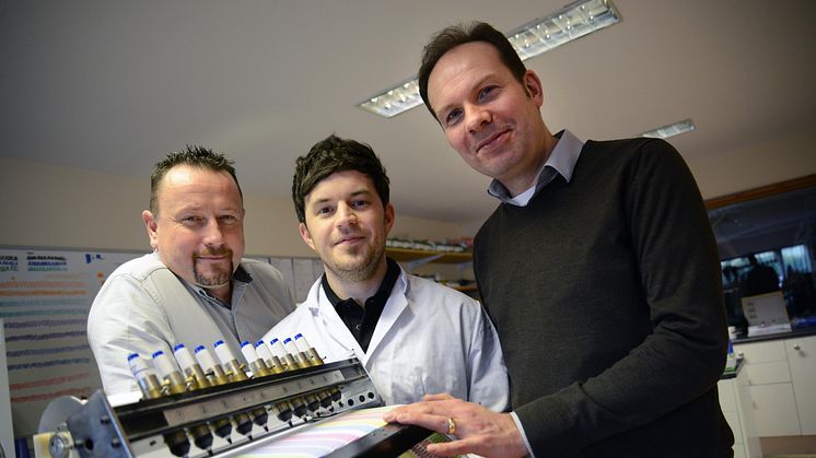 L-R: Multichem managing director Michael Nelson, Multichem product development manager Dr Tom Winstanley and Professor Justin Perry of Northumbria University.