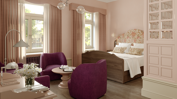 Det nya hotellet utstrålar en våningskänsla där mustiga färgval och specialritade snickerier och möbler bidrar.