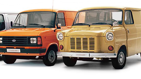 Fra 1. til 7. og dagens generasjon av Ford Transit - tatt i forbindelse med at Ford Transit fyller 50 år
