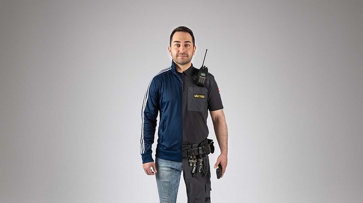 Dejan, 31, tänkte söka sig till polishögskolan men efter anställning på Securitas är han kvar i företaget och inne på sitt tioende år. Foto: Securitas Sverige AB.