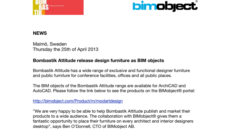 Bombastik Attitude release design furniture as BIM objects