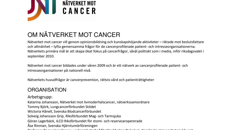 Faktablad om Nätverket mot cancer