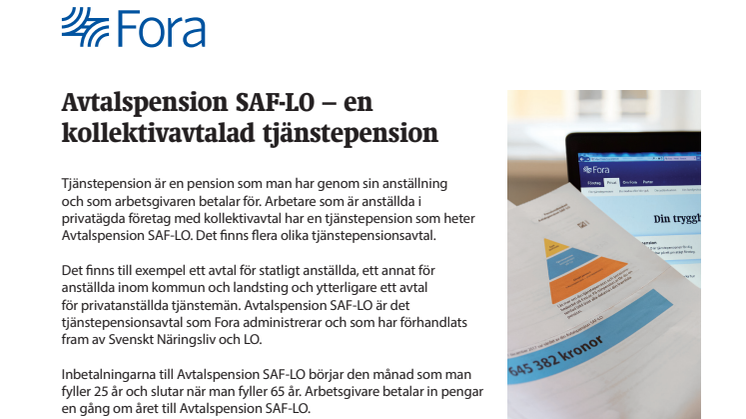 Avtalspension SAF-LO - en kollektivavtalad tjänstepension