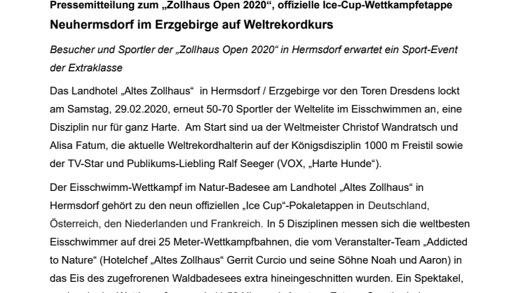 Pressemitteilung Zollhaus Open 2020