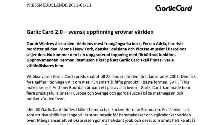 Garlic Card 2.0 – svensk uppfinning erövrar världen