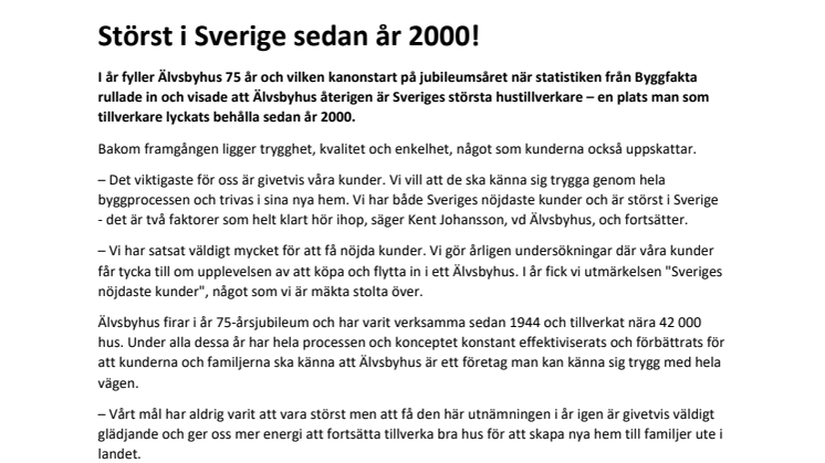 Störst i Sverige sedan år 2000!  