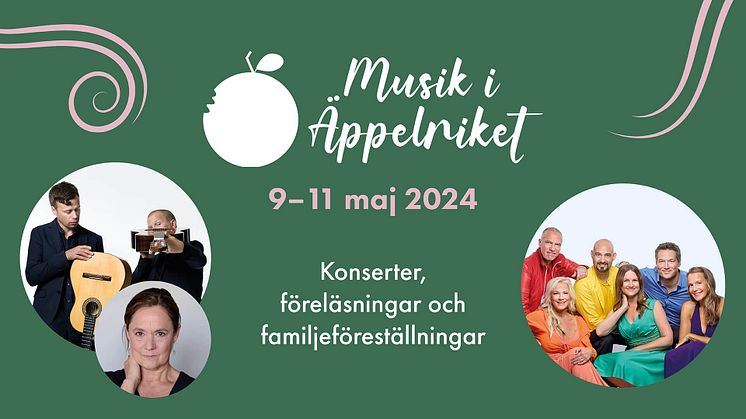 Pernilla August och Malena Ernman förgyller Musik i Äppelriket 9-11 maj i Kivik