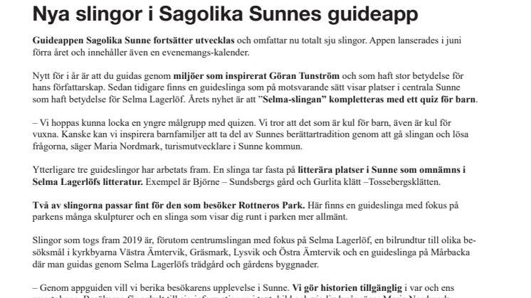 Nya slingor i Sagolika Sunnes guideapp