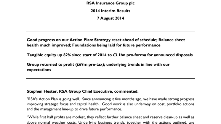 RSA 2014 Interim Results Announcement