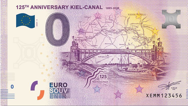 New Kiel zero-euro-note for the 125th anniversary of the Kiel Canal 