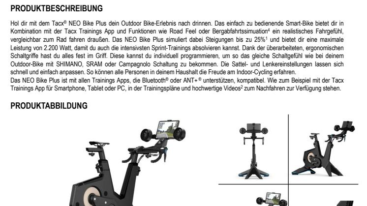 Garmin Datenblatt Tacx NEO Bike Plus