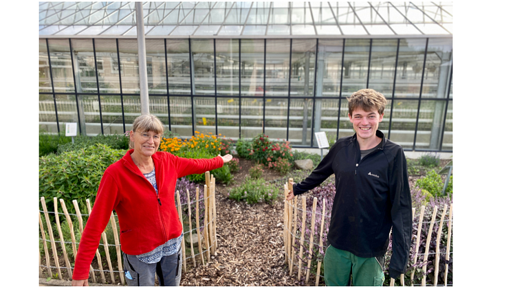 Haben das Kräuterbeet gemeinsam gestaltet: links Gartenbautechnikerin Sabine Simshäuser mit FÖJ-ler Julian Piasek.