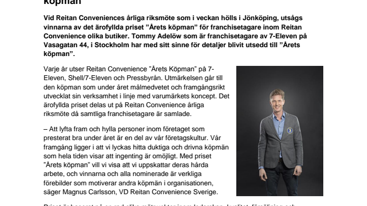 Tommy Adelöw i Stockholm utsedd till 7-Elevens bästa köpman