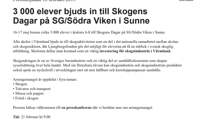 3 000 elever bjuds in till Skogens  Dagar på SG/Södra Viken i Sunne