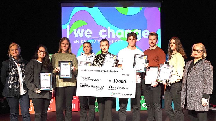 Seventeen från Campeon Frigymnasium i Helsingborg vinnare i we_change sustainability hackathon 2019