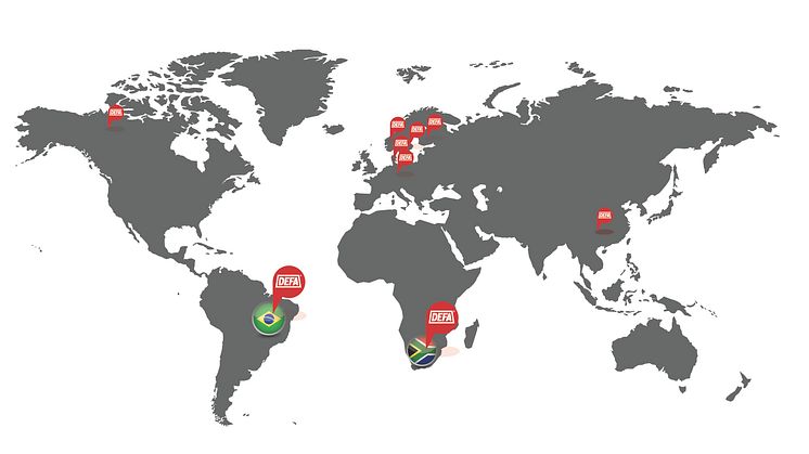 DEFA finns i över 30 länder, nu även i Sydafrika och Brasilien.