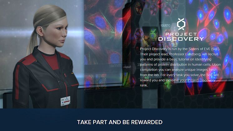 Proteinforskning från KTH och Scilifelab tar plats i datorspelet Eve Online. Här syns Emma Lundberg.