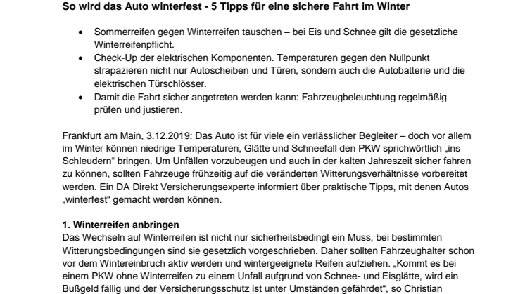 So wird das Auto winterfest - 5 Tipps für eine sichere Fahrt im Winter 