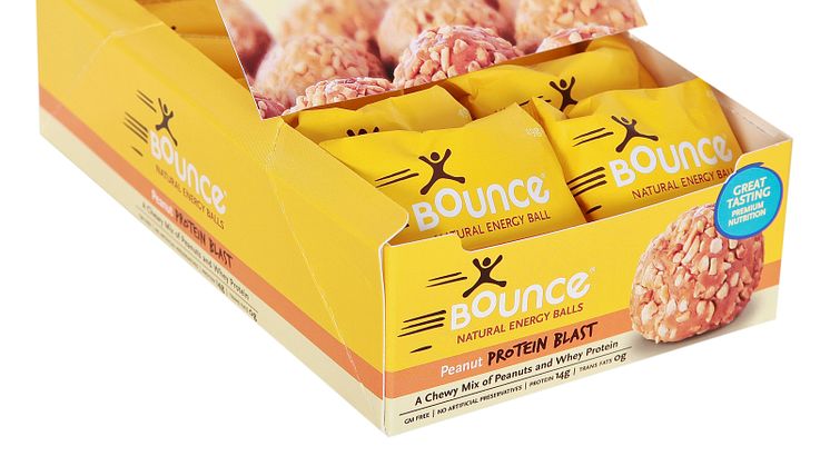 Bounce balls peanøtt protein borddisplay