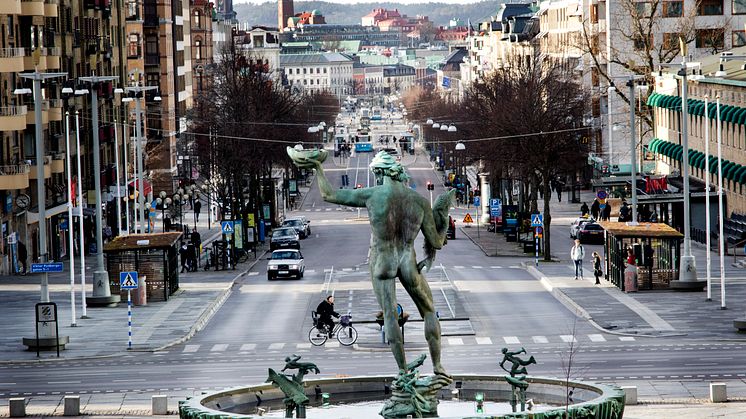 Götaplatsen i Göteborg, hur påverkas denna plats av corona? Bild: Frida Winter