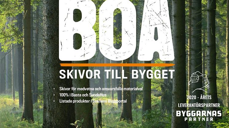 BOA - Bo Andrén AB är utsedda till årets leverantörspartner år 2020!