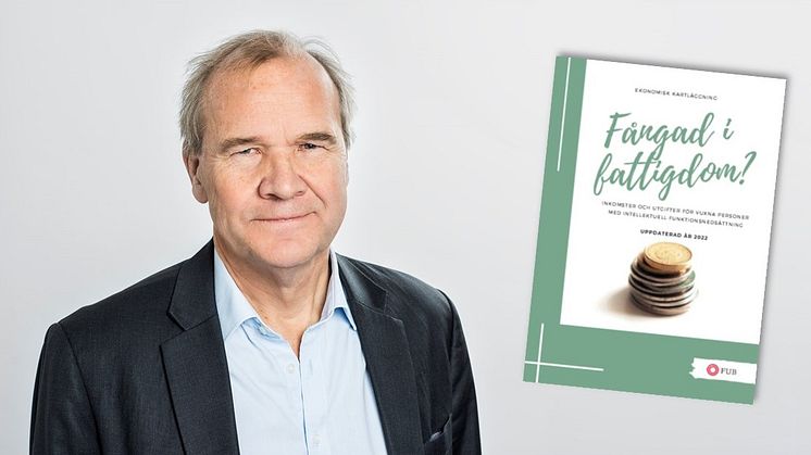 FUB:s förbundsordförande Anders Lago. Foto: Linnea Bengtsson. Framsidan av rapporten "Fångad i fattigdom?"