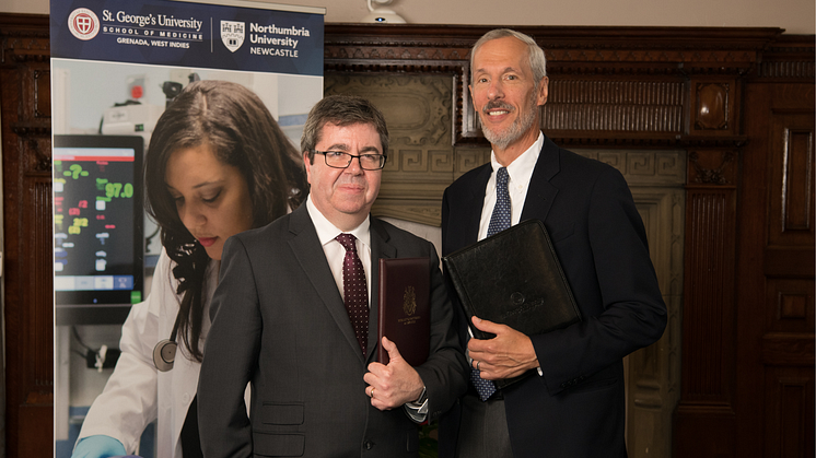 Professor Andy Long, Vice-Chancellor and Chief Executive of Northumbria University (L) and Dr Richard Liebowitz, Vice-Chancellor of St. George’s University.