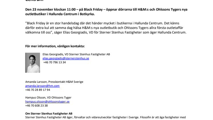  Imorgon öppnar H&M och Ohlssons Tyger nya outletbutiker i Hallunda Centrum 