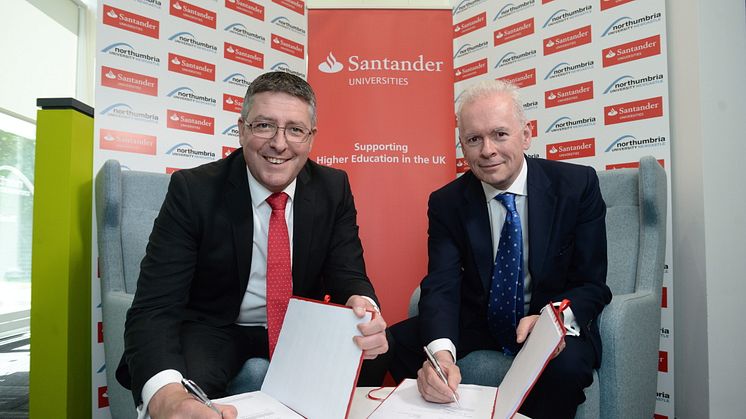 L-R Matt Hutnell, Director of Santander Universities UK with Professor Andrew Wathey CBE, Chief Executive and Vice-Chancellor for Northumbria