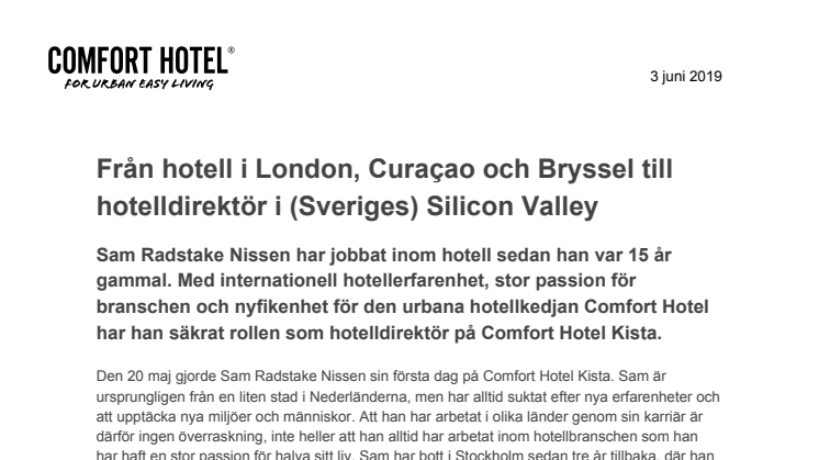 Från hotell i London, Curaçao och Bryssel till hotelldirektör i (Sveriges) Silicon Valley 