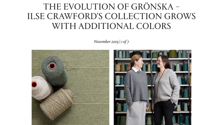 THE EVOLUTION OF GRÖNSKA – ILSE CRAWFORD’S COLLECTION GROWS WITH ADDITIONAL COLORS