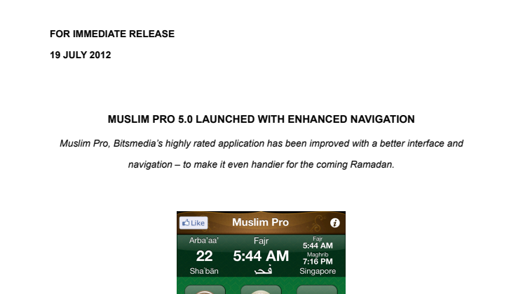 MUSLIM PRO 5.0 LAUNCHED WITH ENHANCED NAVIGATION