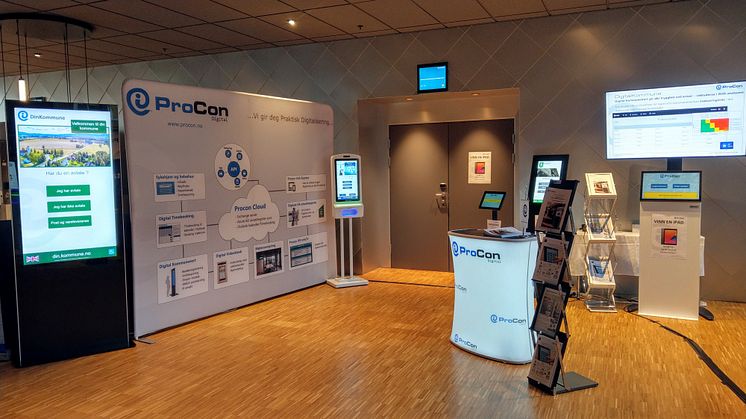Procon Digital oppnådde stor oppmerksomhet på Servicekonferansen 2021 med sine mange ulike digitale løsninger innen praktisk digitalisering ved bruk av selskapets digitale infokiosker og digitale skilt.