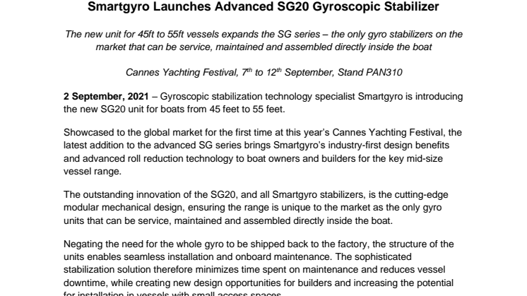 2 September 2021 - Smartgyro Launches Advanced SG20 Gyroscopic Stabilizer.pdf