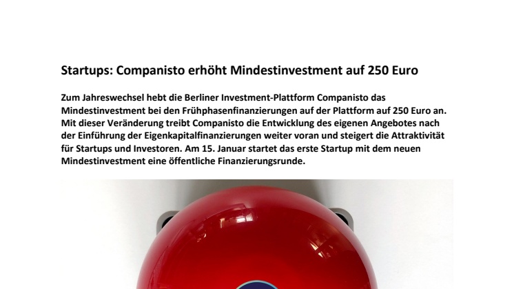 ​Startups: Companisto erhöht Mindestinvestment auf 250 Euro