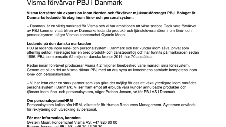 Visma förvärvar PBJ i Danmark
