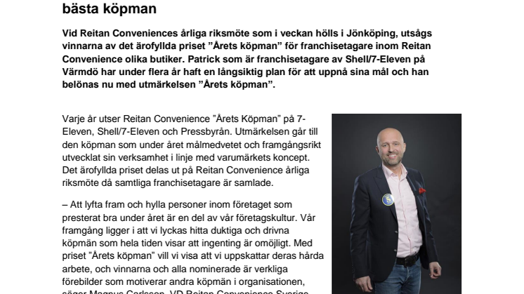 Patrick Slaatten på Värmdö utsedd till Shell/7-Elevens bästa köpman