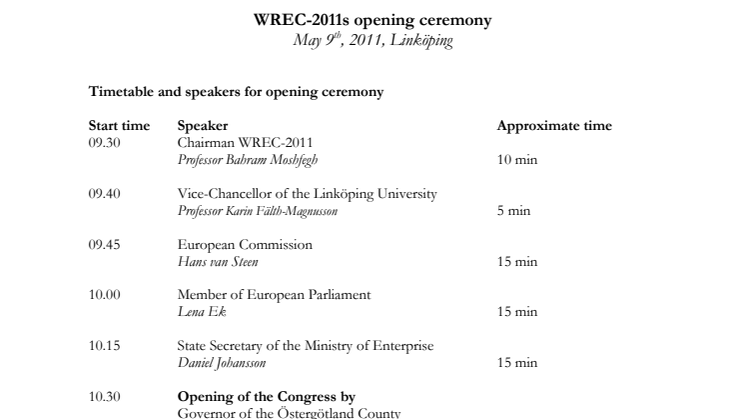 Program invigning WREC 9 maj 2011