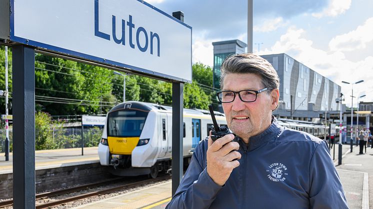 Special announcements by Mick Harford will play out at Luton station all week ahead of Luton Town FC's first Premiership game.