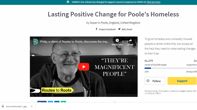 Poole homeless charity launches Aviva crowdfunding campaign to boost funds for the renovation of ‘A Place for Change’ hub