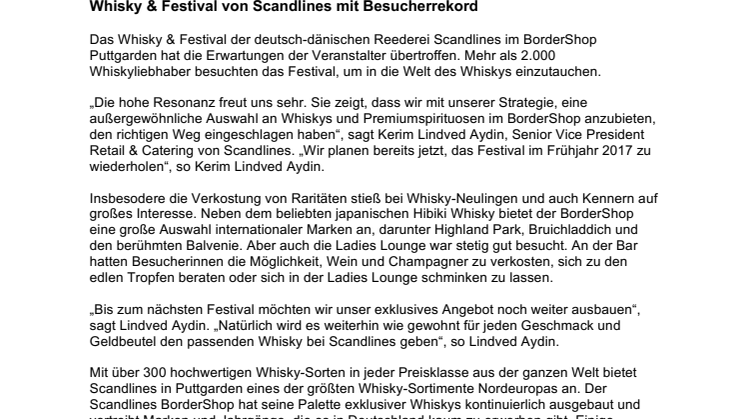 Whisky & Festival von Scandlines mit Besucherrekord