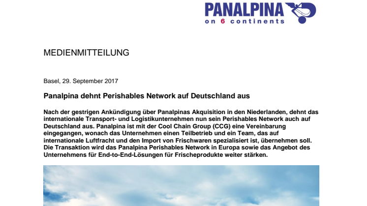 Panalpina dehnt Perishables Network auf Deutschland aus