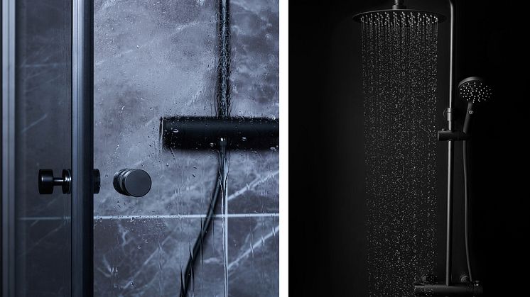 Gustavsbergin koko suihkuvalikoima on nyt saatavilla mattamustana. Mattamusta suihkuseinä, suihkuhana ja kattosuihkusetti luovat kylpyhuoneeseen tyylikkään ja hienostuneen ilmeen, jossa on luonnetta.