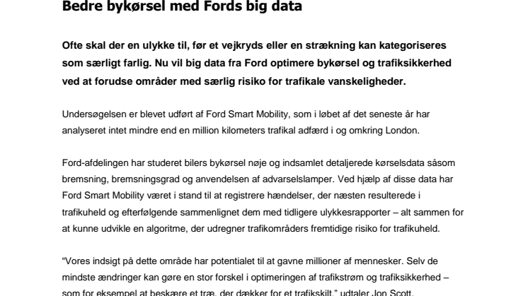 Bedre bykørsel med Fords big data